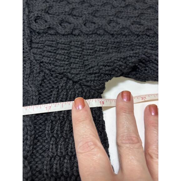 Kilronan Knitwear Cardigan Black XS Pure New Wool Short Sleeve Made in Ireland - Picture 6 of 12